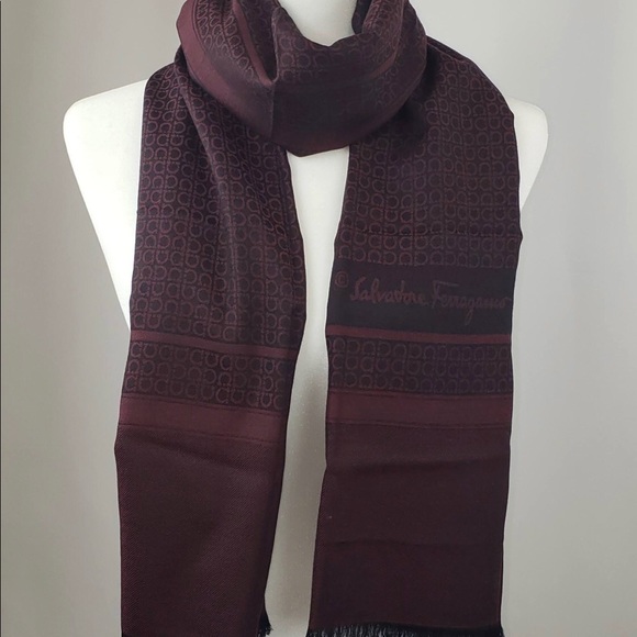 Salvatore Ferragamo Torres Scarf in Black Cherry - Picture 9 of 10